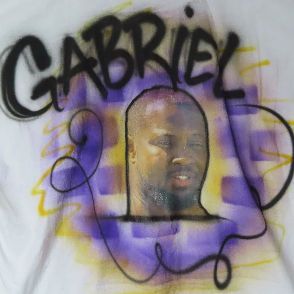Custom Airbrushed Minnesota Vikings Gabriel Fan‎ Art T Shirt 2XL NFL Football